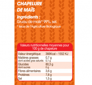 ingrédients et valeurs chapelure bio sans gluten mon fournil