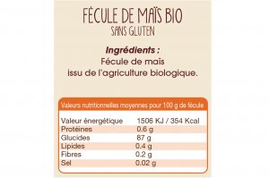 valeurs nutritionnelles fécule bio sans gluten mon fournil