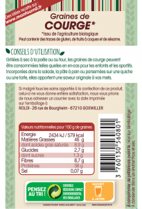 valeurs nutritionnelles graines de courge bio mon fournil