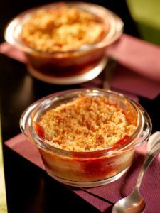 Crumble rhubarbe framboise