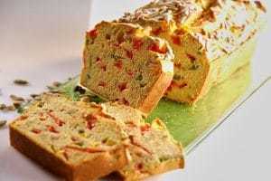 cake aux poivrons farine de pois chiche et graines de tournesol mon fournil