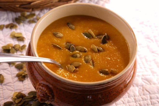 soupe de potiron farine de châtaigne et graines de courge