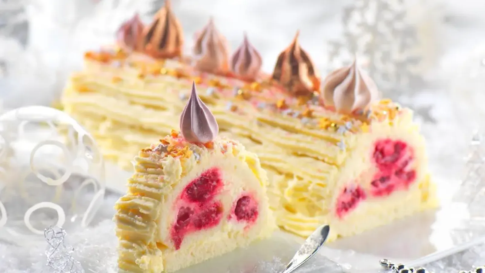 bûche de noël citron framboise