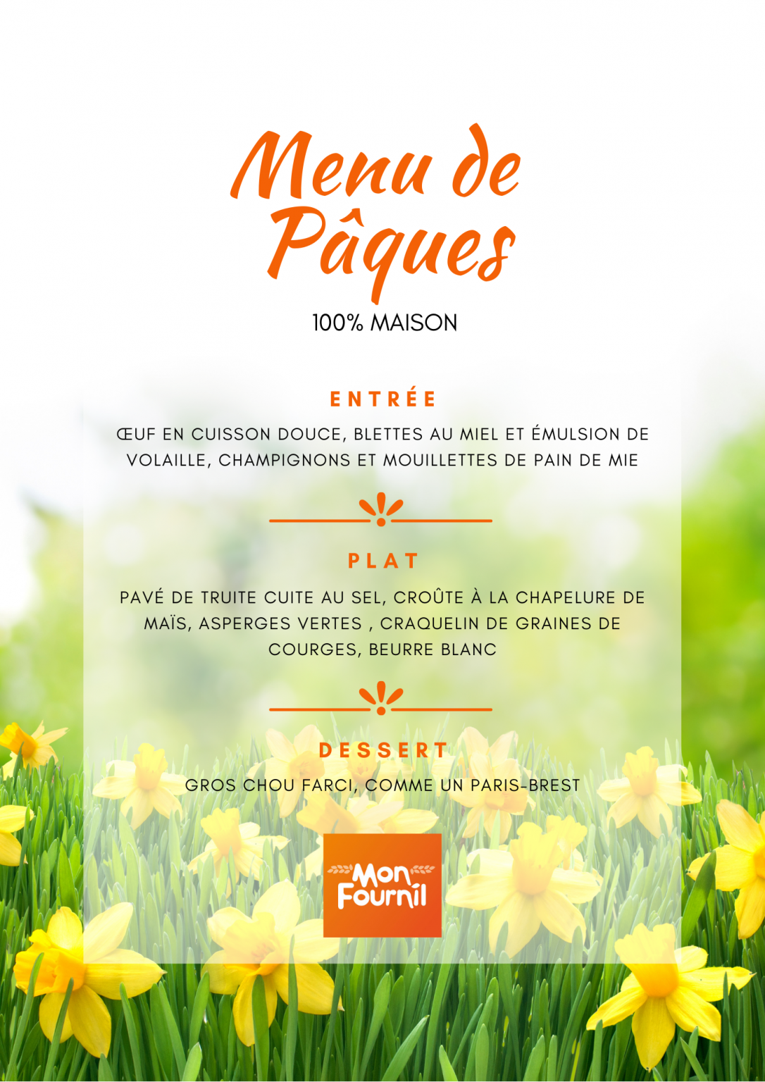 Réalisez un menu de chef pour Pâques Mon Fournil